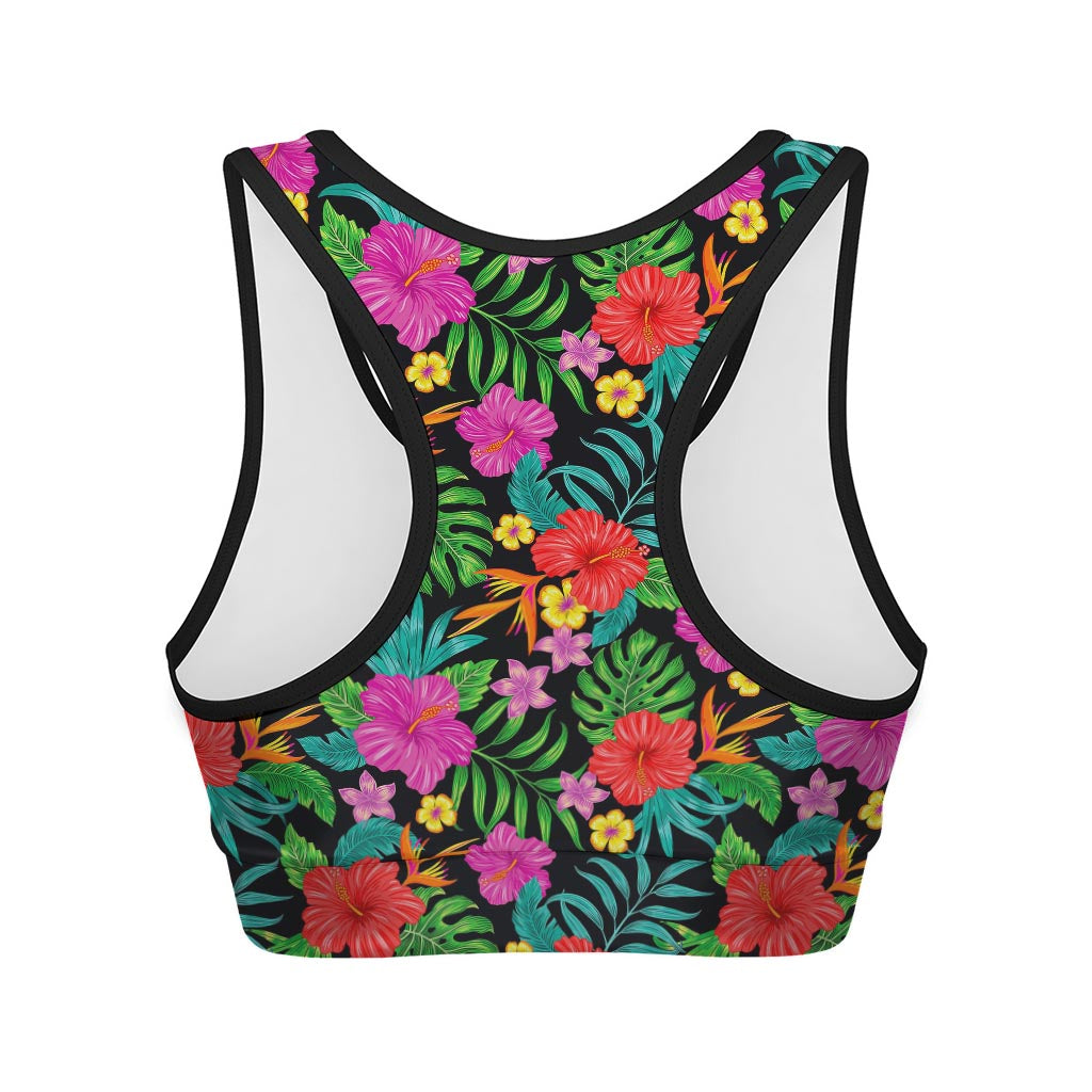 Colorful Hibiscus Flowers Pattern Print Women's Sports Bra