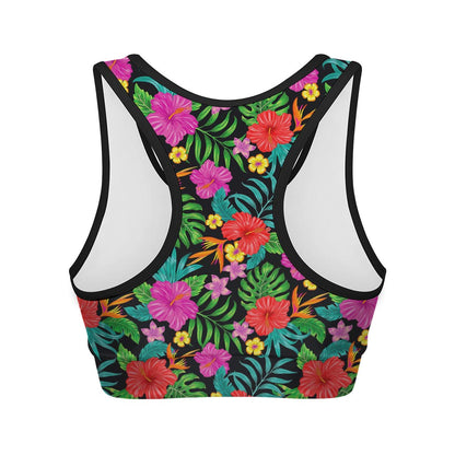 Colorful Hibiscus Flowers Pattern Print Women's Sports Bra