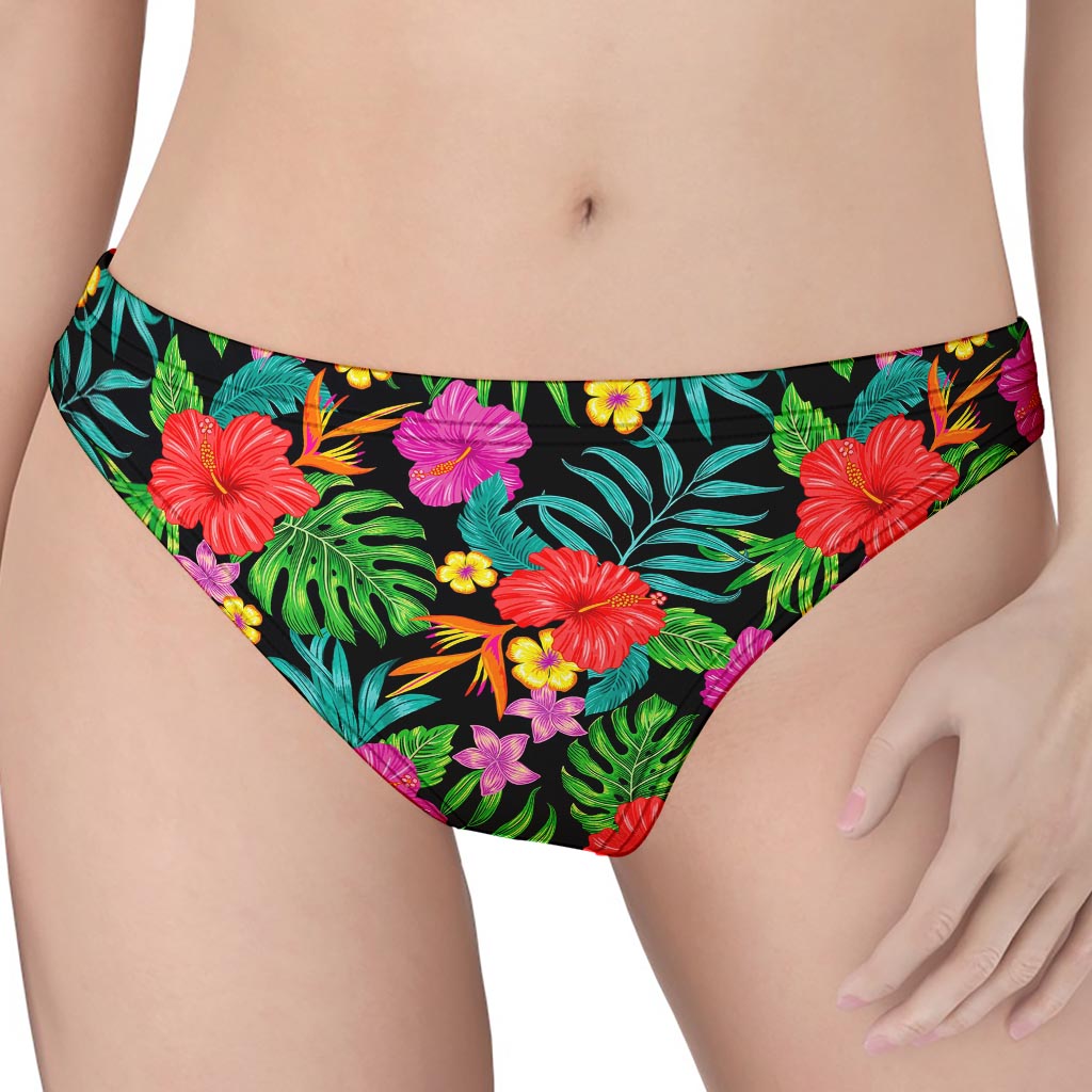 Colorful Hibiscus Flowers Pattern Print Women's Thong