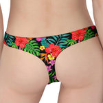 Colorful Hibiscus Flowers Pattern Print Women's Thong