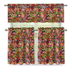 Colorful Hippie Peace Signs Print 3 Piece Kitchen Curtains