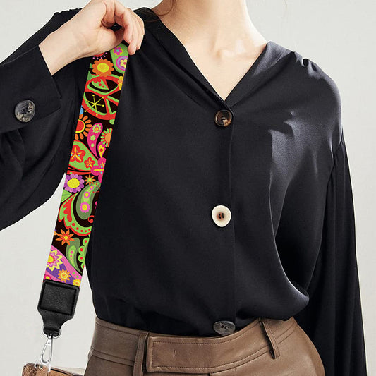 Colorful Hippie Peace Signs Print Bag Strap
