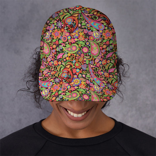 Colorful Hippie Peace Signs Print Baseball Cap