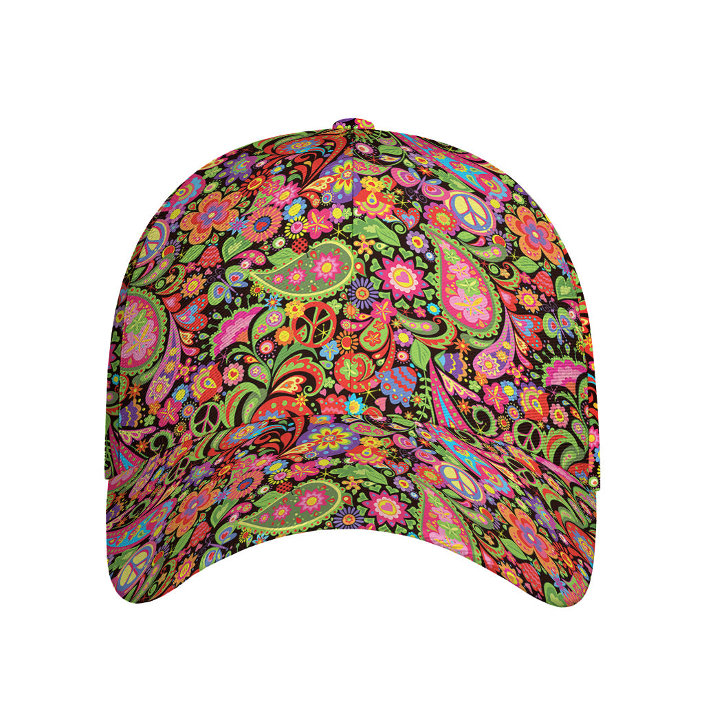 Colorful Hippie Peace Signs Print Baseball Cap