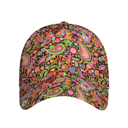 Colorful Hippie Peace Signs Print Baseball Cap