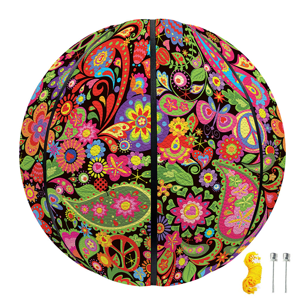 Colorful Hippie Peace Signs Print Basketball