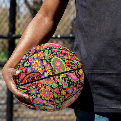 Colorful Hippie Peace Signs Print Basketball
