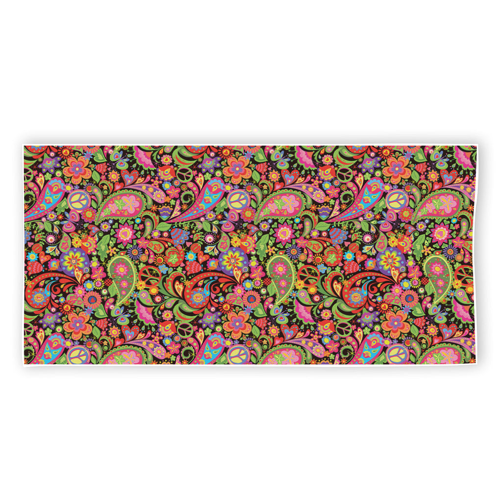 Colorful Hippie Peace Signs Print Beach Towel