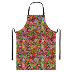 Colorful Hippie Peace Signs Print Bib Apron With Pocket