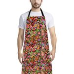 Colorful Hippie Peace Signs Print Bib Apron With Pocket