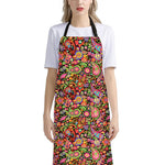 Colorful Hippie Peace Signs Print Bib Apron With Pocket