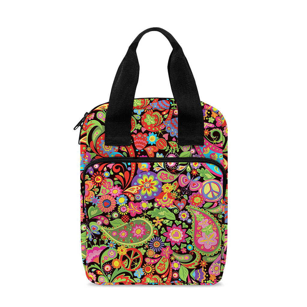 Colorful Hippie Peace Signs Print Bible Tote Bag