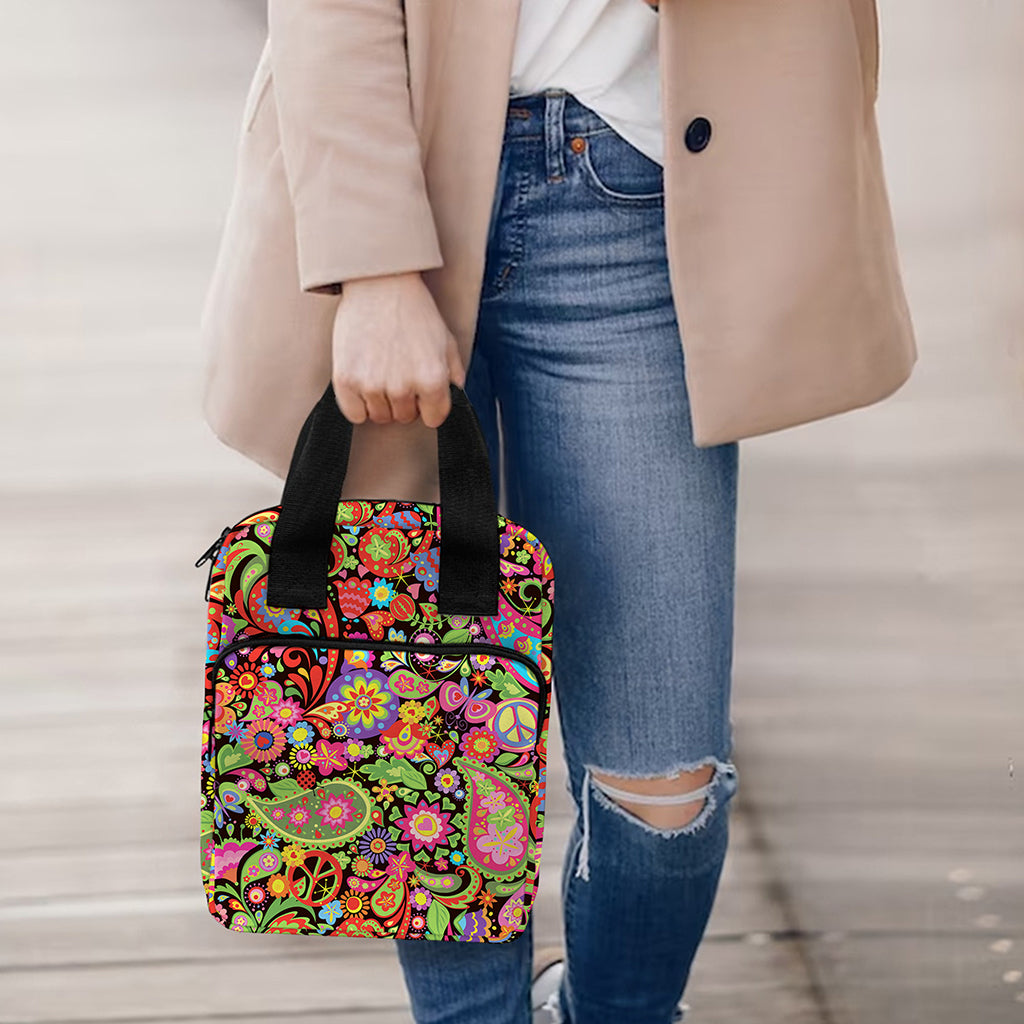 Colorful Hippie Peace Signs Print Bible Tote Bag