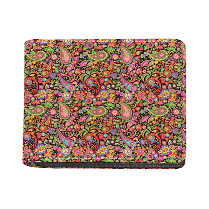 Colorful Hippie Peace Signs Print Bifold Wallet