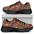 Colorful Hippie Peace Signs Print Black Chunky Shoes