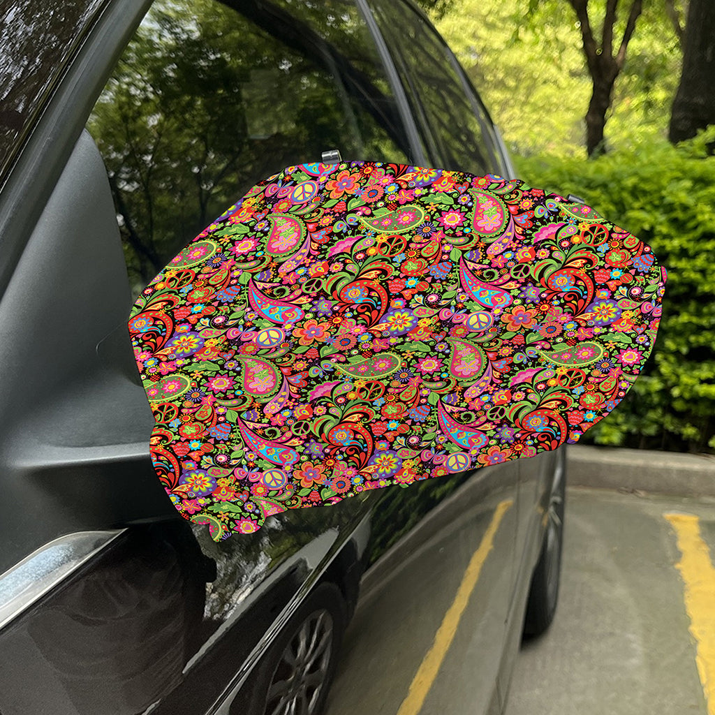 Colorful Hippie Peace Signs Print Car Side Mirror Covers
