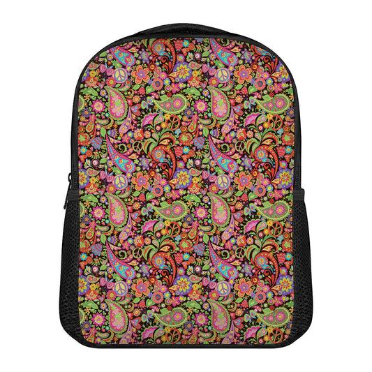 Colorful Hippie Peace Signs Print Casual Backpack