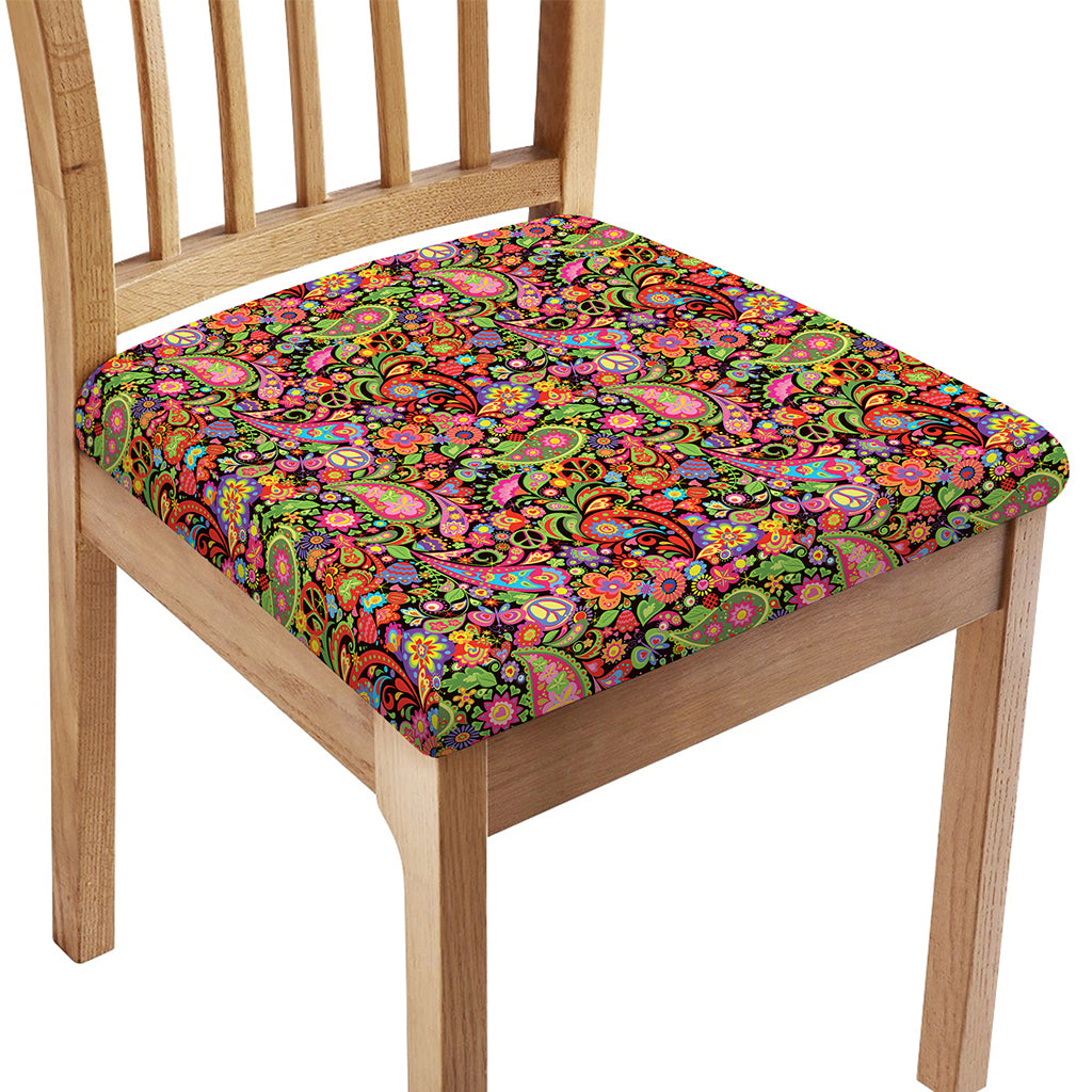 Colorful Hippie Peace Signs Print Chair Cushion Cover