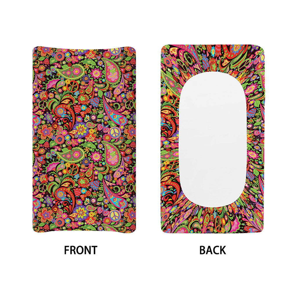 Colorful Hippie Peace Signs Print Changing Pad Cover