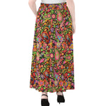Colorful Hippie Peace Signs Print Chiffon Maxi Skirt