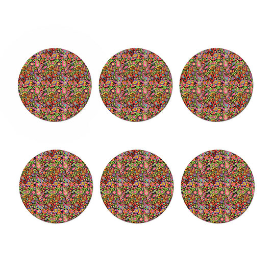 Colorful Hippie Peace Signs Print Coaster Set