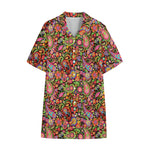 Colorful Hippie Peace Signs Print Cotton Hawaiian Shirt