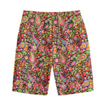Colorful Hippie Peace Signs Print Cotton Shorts
