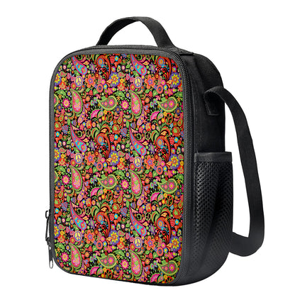 Colorful Hippie Peace Signs Print Crossbody Lunch Bag