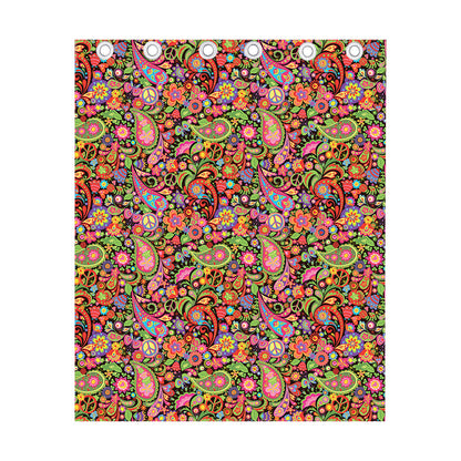Colorful Hippie Peace Signs Print Curtain