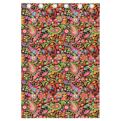 Colorful Hippie Peace Signs Print Curtain