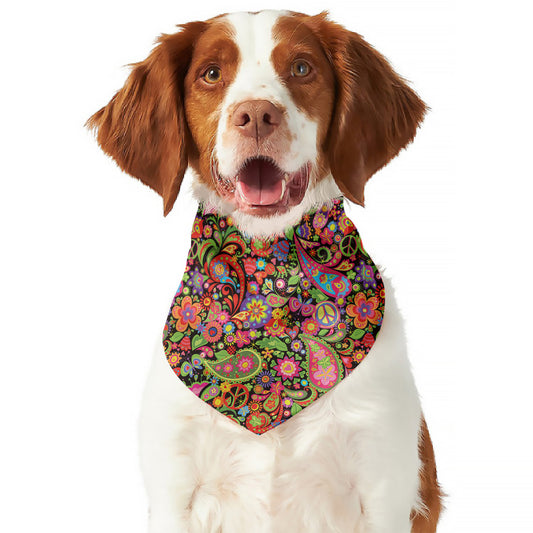 Colorful Hippie Peace Signs Print Dog Bandana