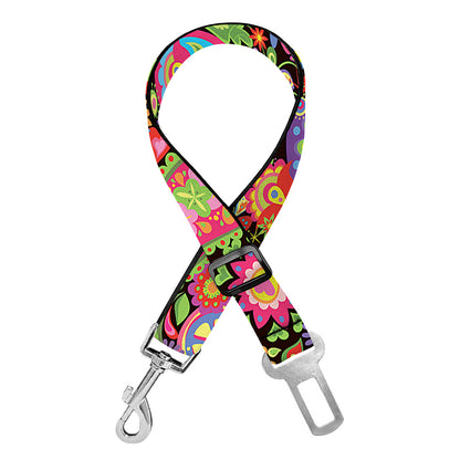 Colorful Hippie Peace Signs Print Dog Seat Belt