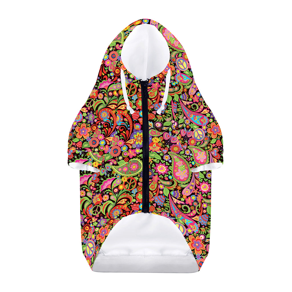 Colorful Hippie Peace Signs Print Dog Zip Up Hoodie