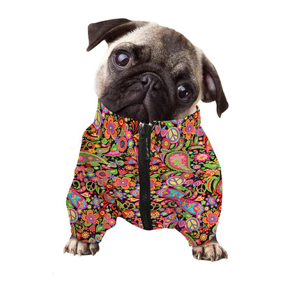 Colorful Hippie Peace Signs Print Dog Zip Up Jacket