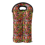Colorful Hippie Peace Signs Print Double Neoprene Wine Tote
