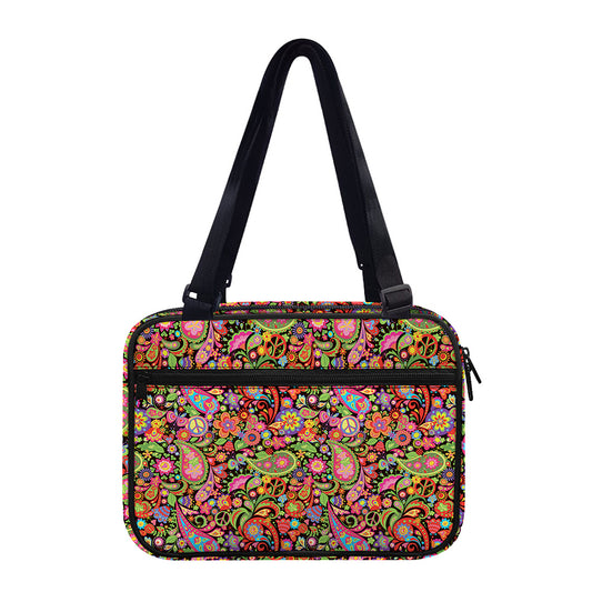Colorful Hippie Peace Signs Print Double Strap Bible Bag