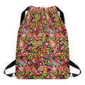 Colorful Hippie Peace Signs Print Drawstring Backpack
