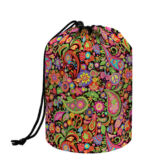 Colorful Hippie Peace Signs Print Drawstring Makeup Bag