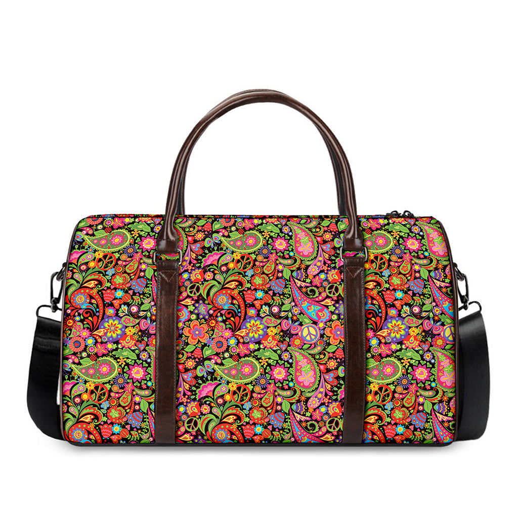 Colorful Hippie Peace Signs Print Duffle Bag