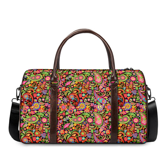 Colorful Hippie Peace Signs Print Duffle Bag