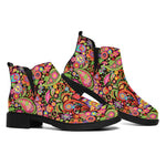 Colorful Hippie Peace Signs Print Flat Ankle Boots