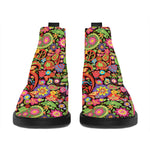 Colorful Hippie Peace Signs Print Flat Ankle Boots