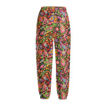 Colorful Hippie Peace Signs Print Fleece Lined Knit Pants