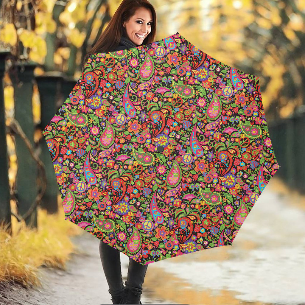 Colorful Hippie Peace Signs Print Foldable Umbrella