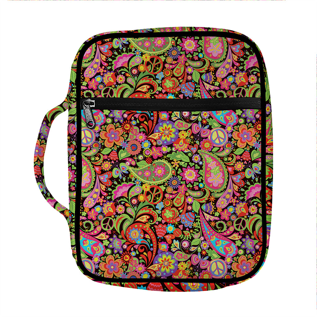 Colorful Hippie Peace Signs Print Front Pocket Bible Bag