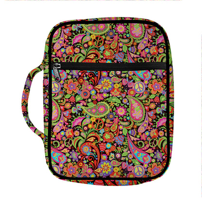 Colorful Hippie Peace Signs Print Front Pocket Bible Bag