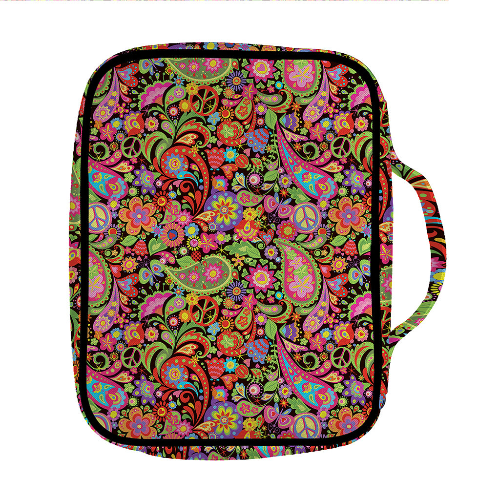 Colorful Hippie Peace Signs Print Front Pocket Bible Bag