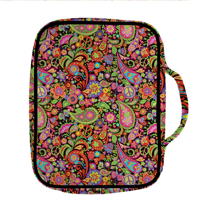 Colorful Hippie Peace Signs Print Front Pocket Bible Bag