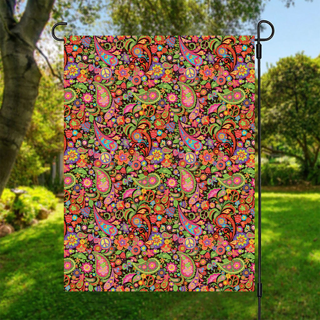 Colorful Hippie Peace Signs Print Garden Flag