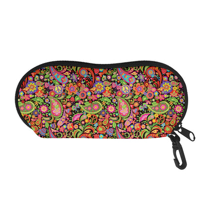 Colorful Hippie Peace Signs Print Glasses Case